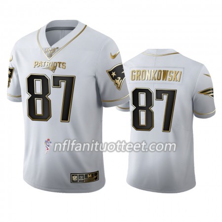 Miesten New England Patriots NFL Pelipaita Rob Gronkowski 87 Nike Valkoinen Golden Edition 100th